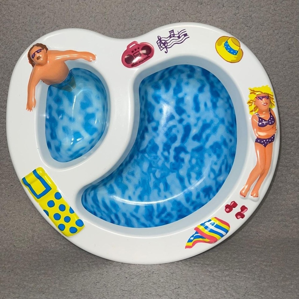 VTG Ullman Co. Alice Marcel Chip 'n' Dip Bowl Swimming Pool Serving Tray 1990s